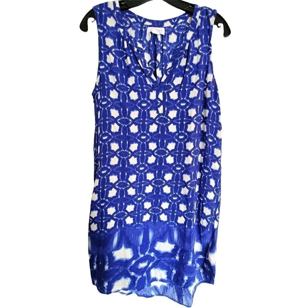 Velvet by Graham and Spencer Sleeveless Blue Bonita Atlantis Shift Dress Small